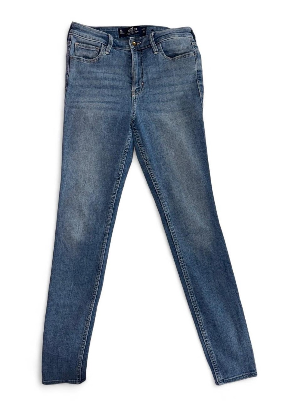 Hollister Women's Blue Skinny Jeans - Faded Stretch Denim